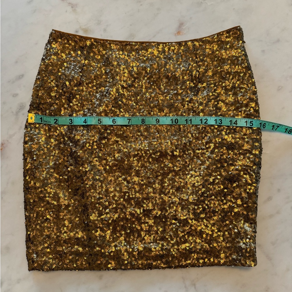 Cache Gold Mini Sequined Skirt Size 0 - image 7